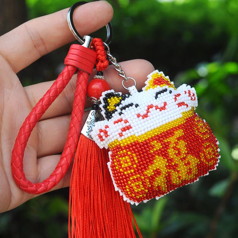 Võtmehoidja karikatürimotiiviga, 14CT ristõmbluse komplekt, plastplaad, kahepoolsed tikandid