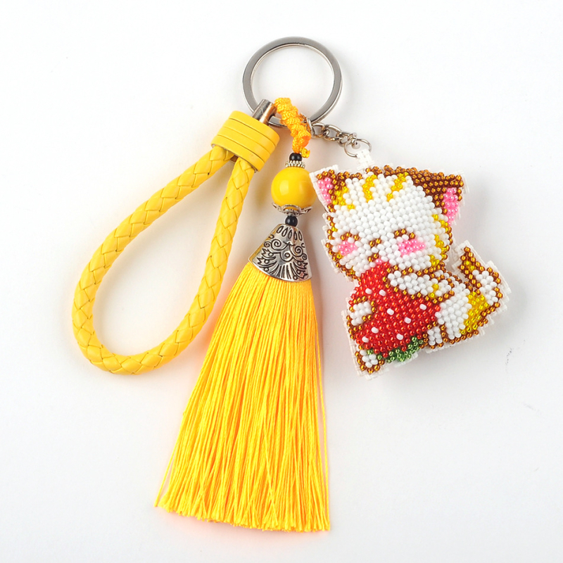 Võtmehoidja karikatürimotiiviga, 14CT ristõmbluse komplekt, plastplaad, kahepoolsed tikandid