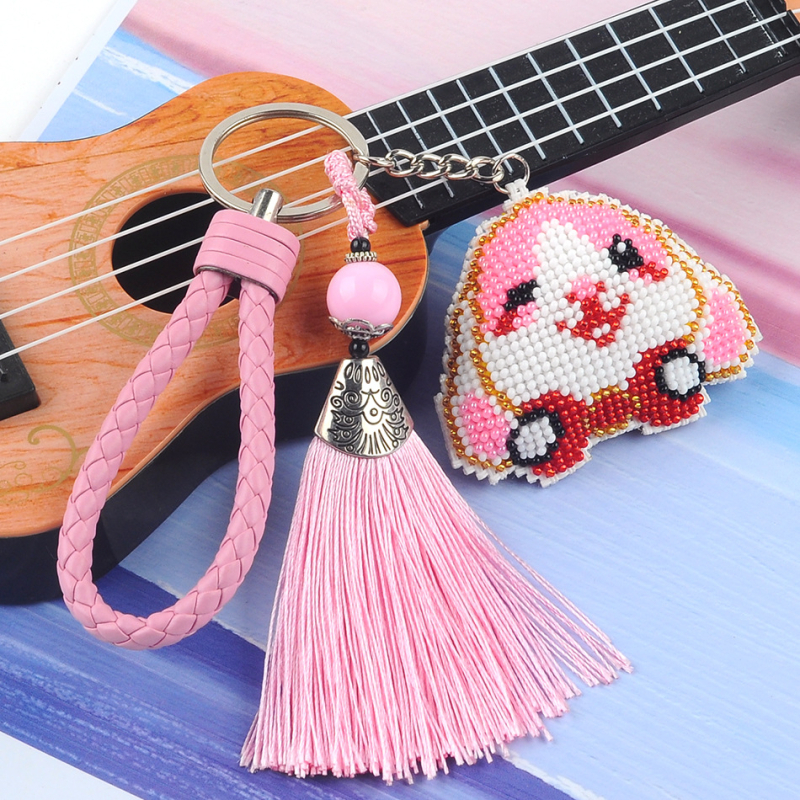 Võtmehoidja karikatürimotiiviga, 14CT ristõmbluse komplekt, plastplaad, kahepoolsed tikandid