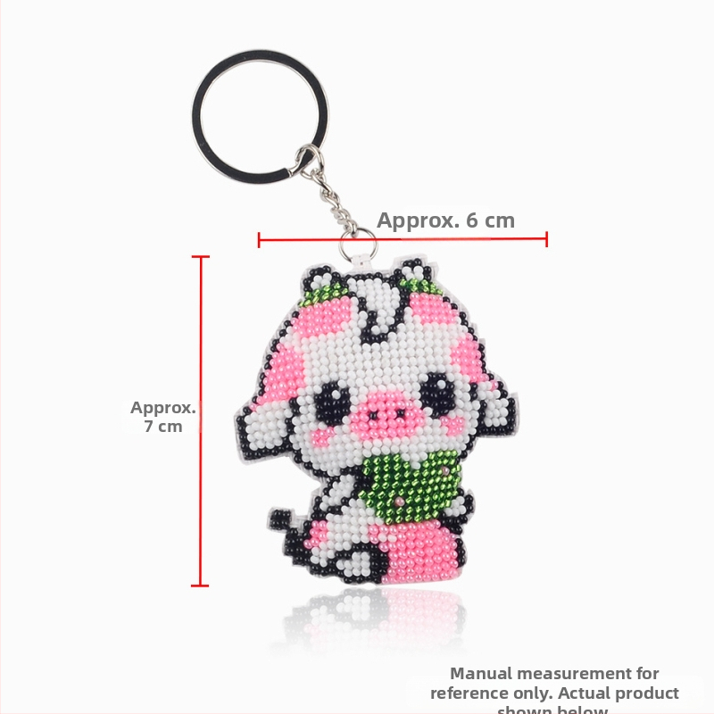 Võtmehoidja karikatürimotiiviga, 14CT ristõmbluse komplekt, plastplaad, kahepoolsed tikandid