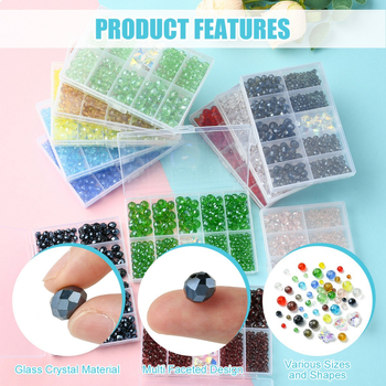 Σετ DIY για χάντρες με διαφανείς γυάλινες χάντρες με κατσαρωμένες όψεις για κατασκευή κοσμημάτων, γυάλι, κατσαρωμένες όψεις, ύφος ήπιας πολυτέλειας