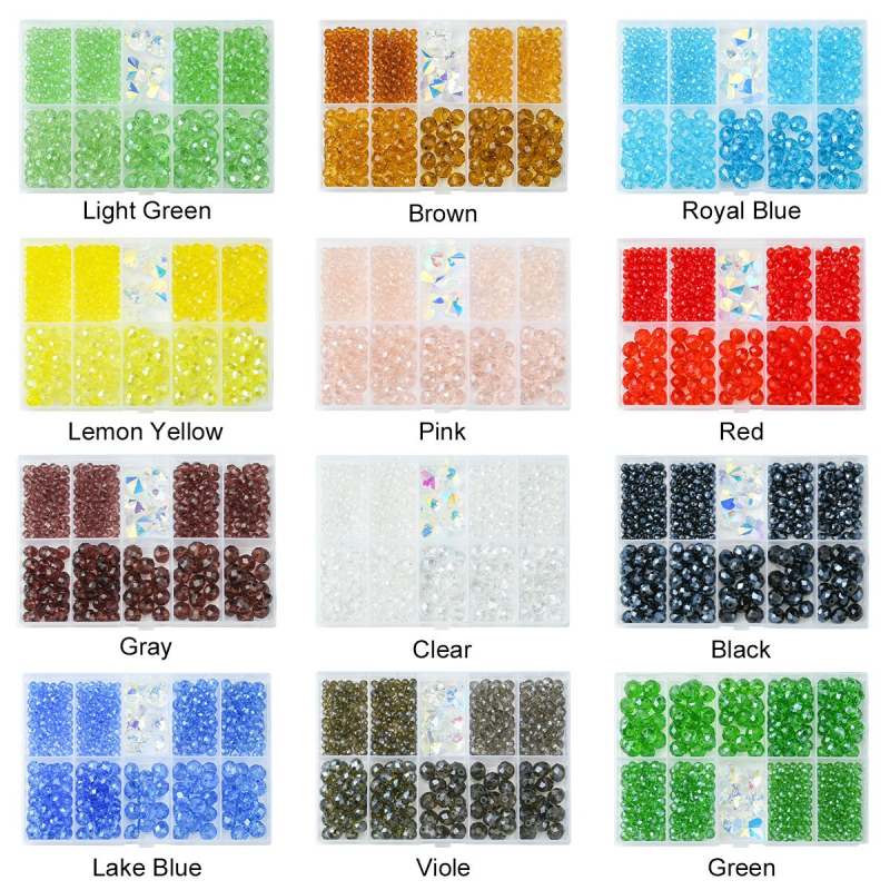 Σετ DIY για χάντρες με διαφανείς γυάλινες χάντρες με κατσαρωμένες όψεις για κατασκευή κοσμημάτων, γυάλι, κατσαρωμένες όψεις, ύφος ήπιας πολυτέλειας