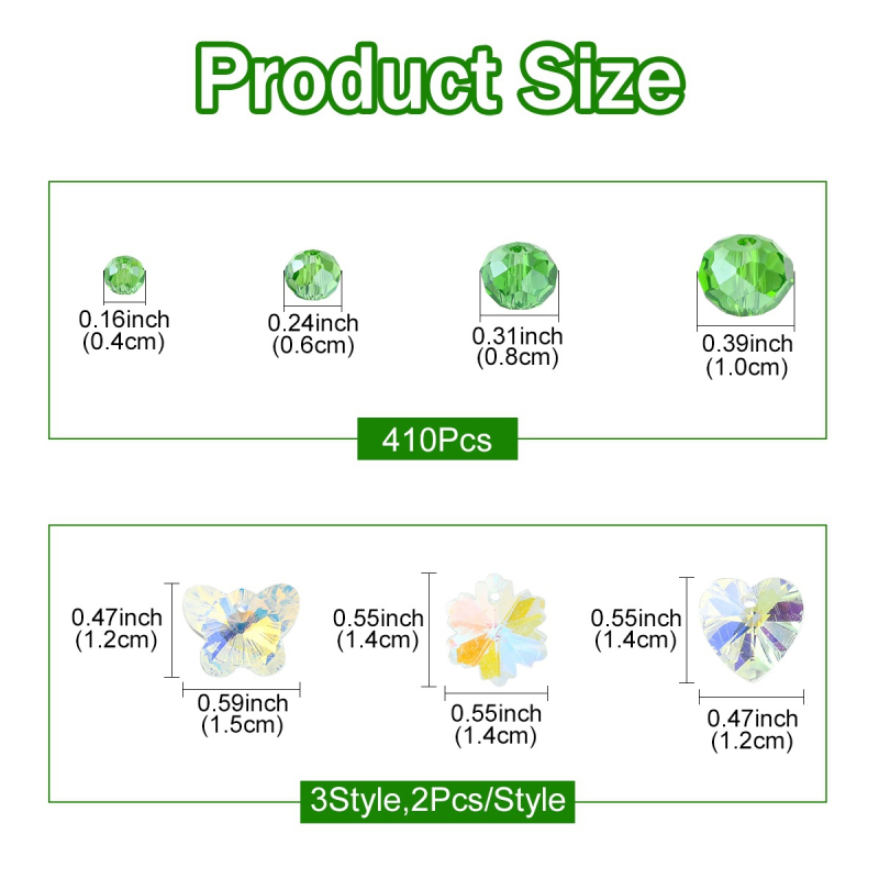 Σετ DIY για χάντρες με διαφανείς γυάλινες χάντρες με κατσαρωμένες όψεις για κατασκευή κοσμημάτων, γυάλι, κατσαρωμένες όψεις, ύφος ήπιας πολυτέλειας