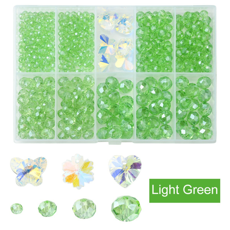 Σετ DIY για χάντρες με διαφανείς γυάλινες χάντρες με κατσαρωμένες όψεις για κατασκευή κοσμημάτων, γυάλι, κατσαρωμένες όψεις, ύφος ήπιας πολυτέλειας