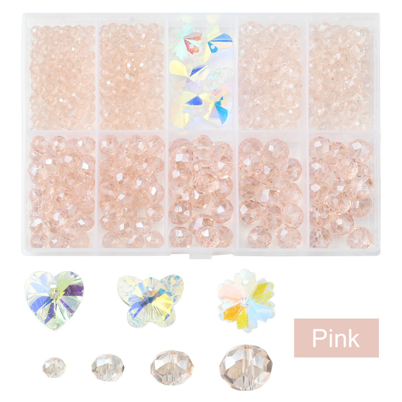 Σετ DIY για χάντρες με διαφανείς γυάλινες χάντρες με κατσαρωμένες όψεις για κατασκευή κοσμημάτων, γυάλι, κατσαρωμένες όψεις, ύφος ήπιας πολυτέλειας