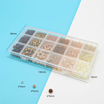 Κουτί με 18 θήκες από γυάλινα χάντρες για DIY Κοσμήματα, ηλεκτροπλατινωμένο φινίρισμα