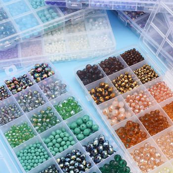 Κουτί με 18 θήκες από γυάλινα χάντρες για DIY Κοσμήματα, ηλεκτροπλατινωμένο φινίρισμα