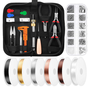 Σετ DIY κατασκευής κοσμημάτων για βραχιόλι και κολιέ: εργαλεία, σύρμα και πένσες, 19 κιτ, οικιακή χρήση