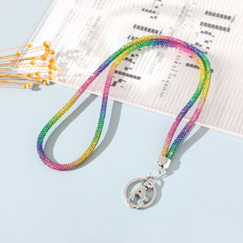 Ланярд за мобилен телефон с алуминиева сплав и диамантена изработка, полиестерно въже, метална катарама, унисекс