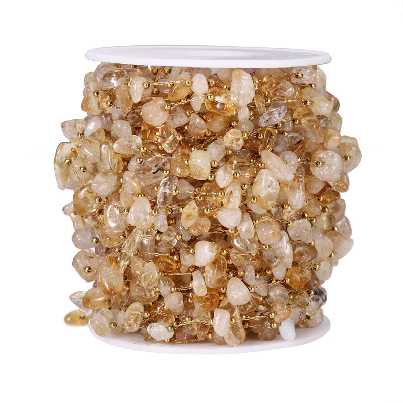 Colier cu lanț din oțel inoxidabil, pietre naturale, țesut manual, granule de cristal naturale, stil versatil