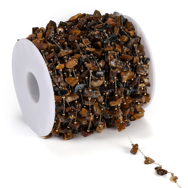Colier cu lanț din oțel inoxidabil, pietre naturale, țesut manual, granule de cristal naturale, stil versatil