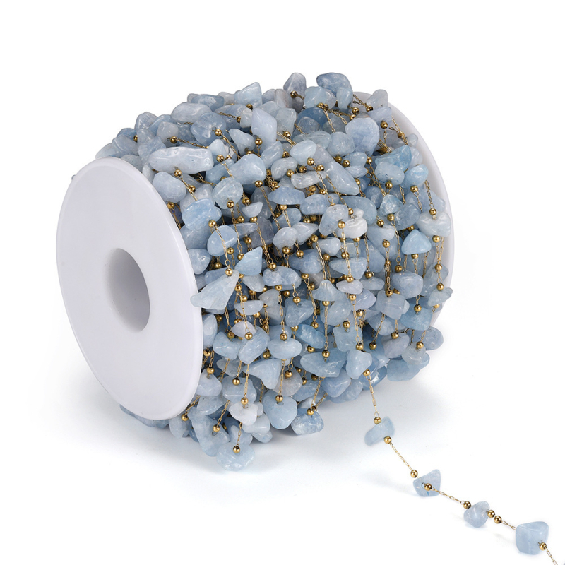 Colier cu lanț din oțel inoxidabil, pietre naturale, țesut manual, granule de cristal naturale, stil versatil