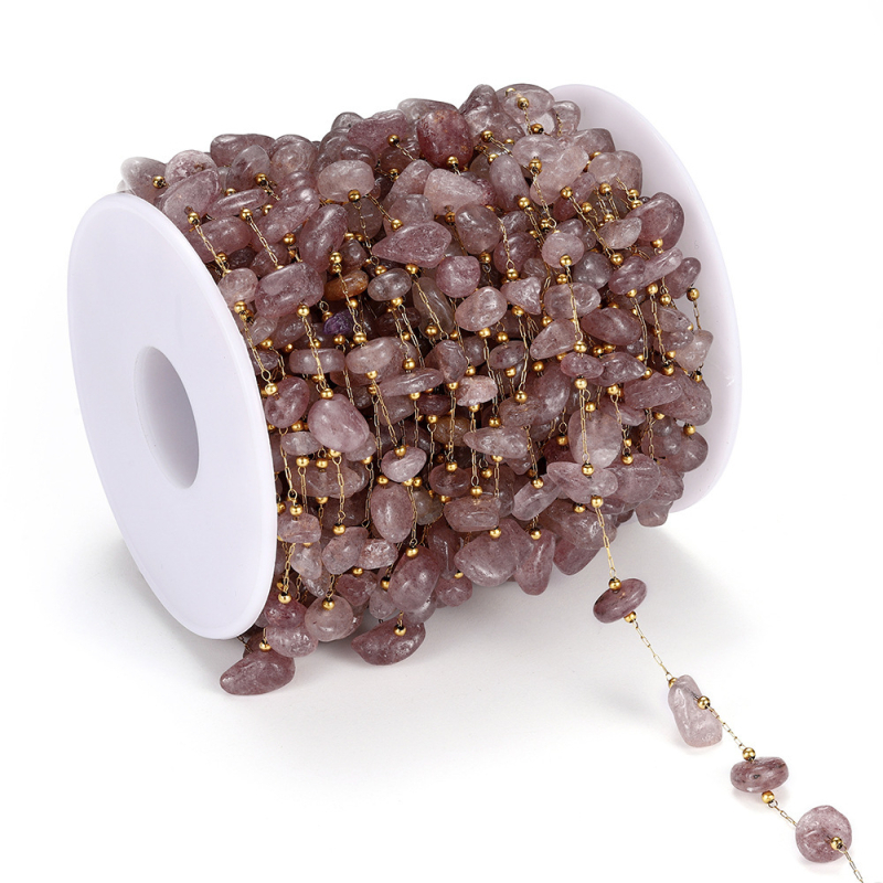 Colier cu lanț din oțel inoxidabil, pietre naturale, țesut manual, granule de cristal naturale, stil versatil