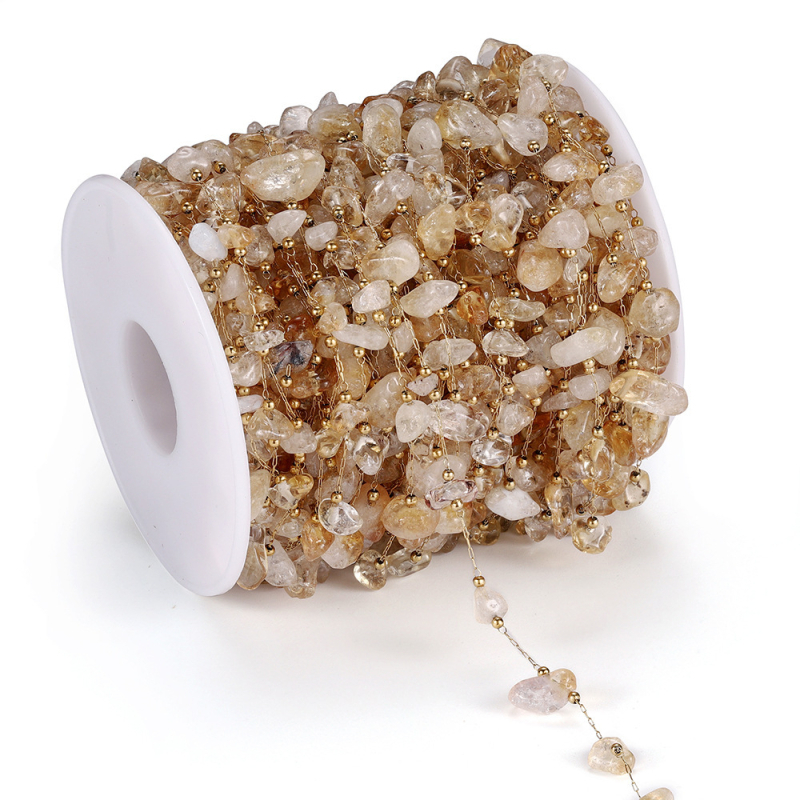 Colier cu lanț din oțel inoxidabil, pietre naturale, țesut manual, granule de cristal naturale, stil versatil