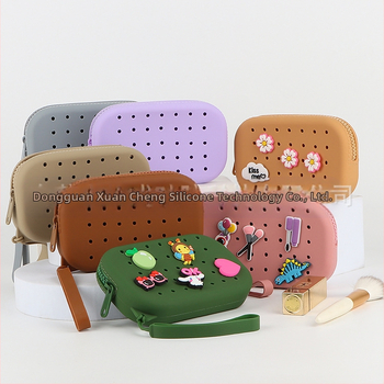 Οβάλ σιλικονούχα καλλυντική τσάντα, στυλ τσαντάκι χεριού, πολυλειτουργική για ταξίδια και αποθήκευση μακιγιάζ, Μοντέλο 0120