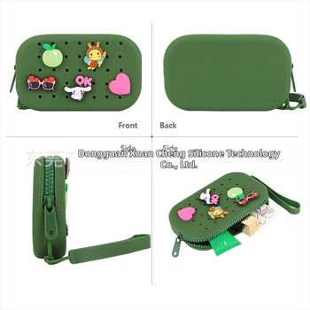 Οβάλ σιλικονούχα καλλυντική τσάντα, στυλ τσαντάκι χεριού, πολυλειτουργική για ταξίδια και αποθήκευση μακιγιάζ, Μοντέλο 0120