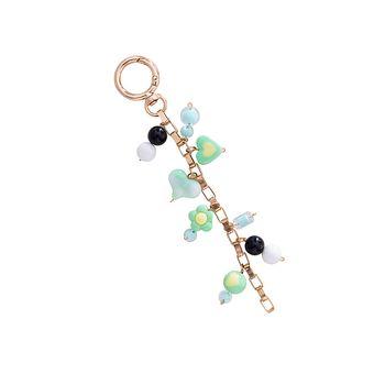 Κρεμαστό για τσάντα: ακρυλικό γράμμα, πλεκτό κορδόνι, χάνττες μαργαριταριών (Μοντέλο B386)