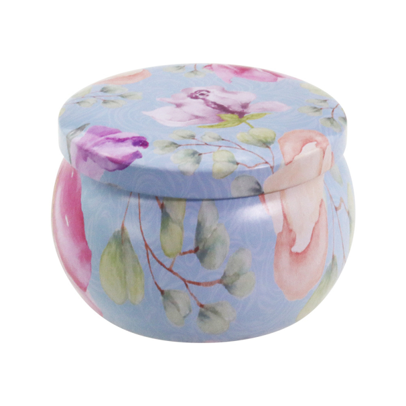 Aromatiskā svece tinplate burkā, Modelis L169, Aromāts D7, Ofsetdrukāšana, Dāvanu kārba