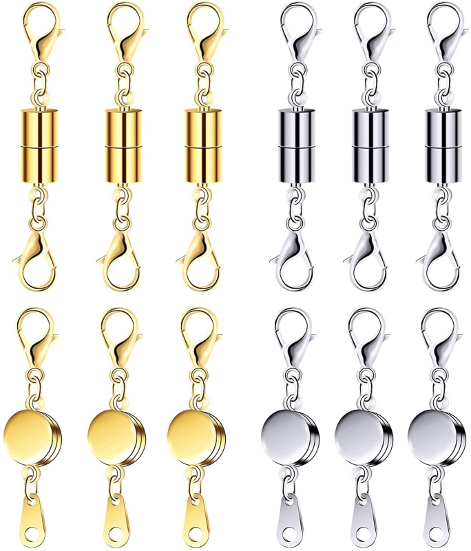 Set încuietori magnetice pentru bijuterii – închizătoare circulară în formă de inimă cu zirconiu, material cupru/aliaj, placare electroplacată, model cilindric, origine Guangzhou