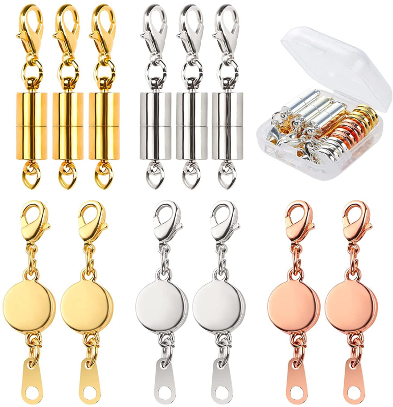 Set încuietori magnetice pentru bijuterii – închizătoare circulară în formă de inimă cu zirconiu, material cupru/aliaj, placare electroplacată, model cilindric, origine Guangzhou