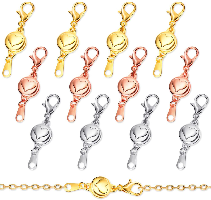 Set încuietori magnetice pentru bijuterii – închizătoare circulară în formă de inimă cu zirconiu, material cupru/aliaj, placare electroplacată, model cilindric, origine Guangzhou