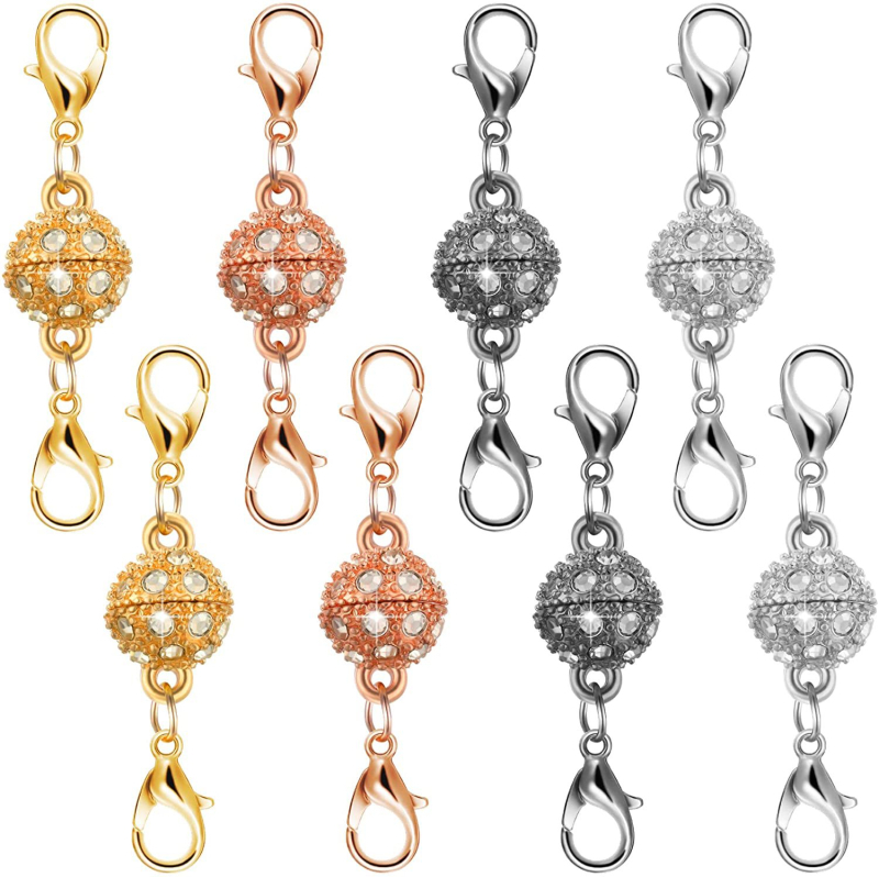 Set încuietori magnetice pentru bijuterii – închizătoare circulară în formă de inimă cu zirconiu, material cupru/aliaj, placare electroplacată, model cilindric, origine Guangzhou