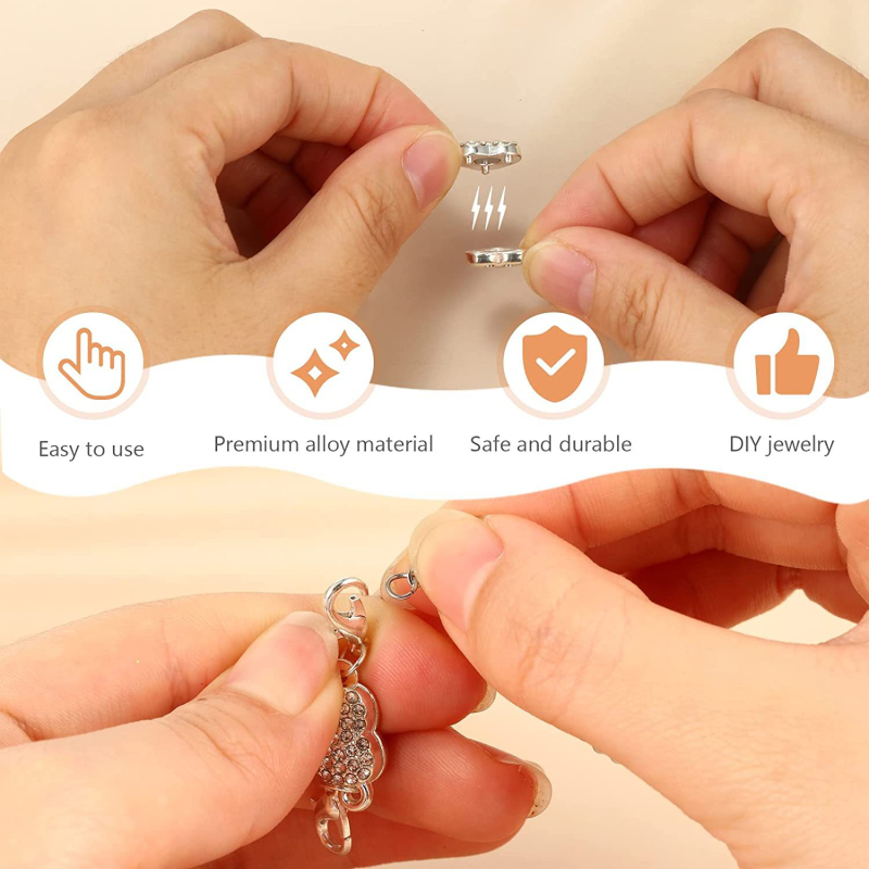 Set încuietori magnetice pentru bijuterii – închizătoare circulară în formă de inimă cu zirconiu, material cupru/aliaj, placare electroplacată, model cilindric, origine Guangzhou