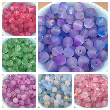 Стъклени мъниста с матов ефект, двойно кръгли свободни мъниста за DIY бижута, ръчна изработка