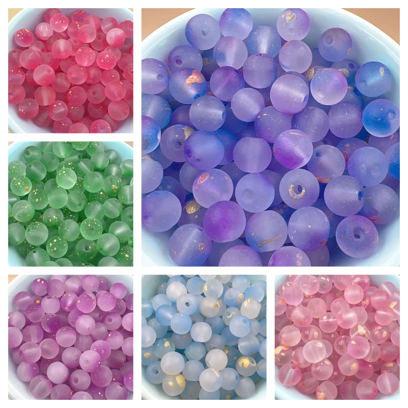 Стъклени мъниста с матов ефект, двойно кръгли свободни мъниста за DIY бижута, ръчна изработка