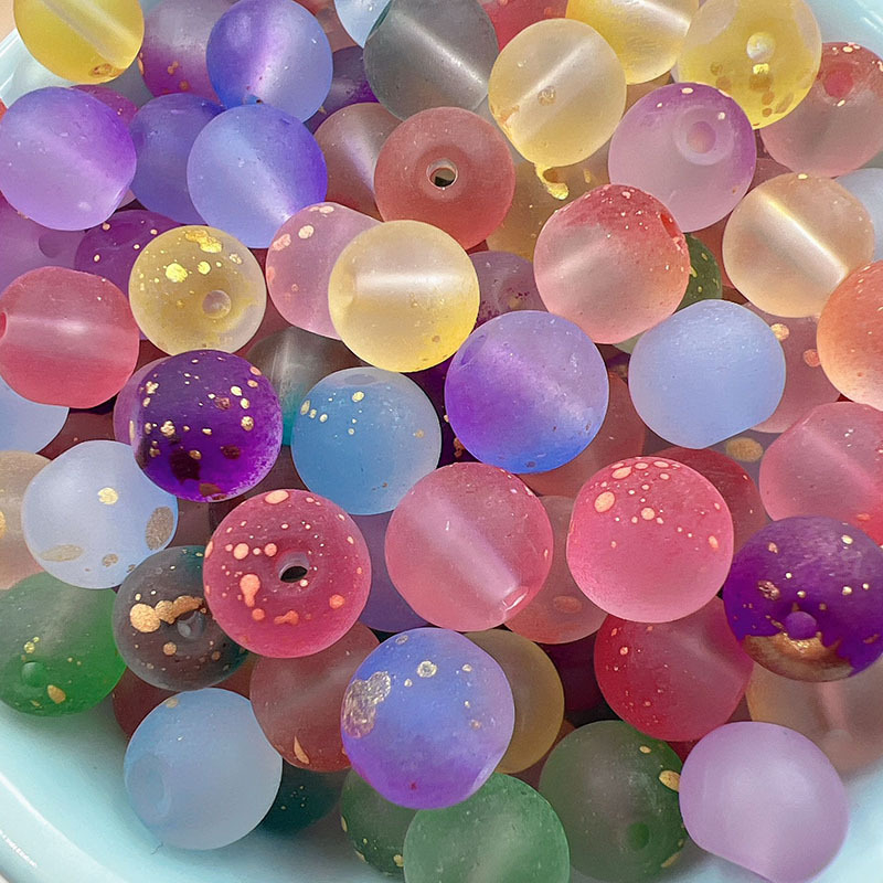 Стъклени мъниста с матов ефект, двойно кръгли свободни мъниста за DIY бижута, ръчна изработка