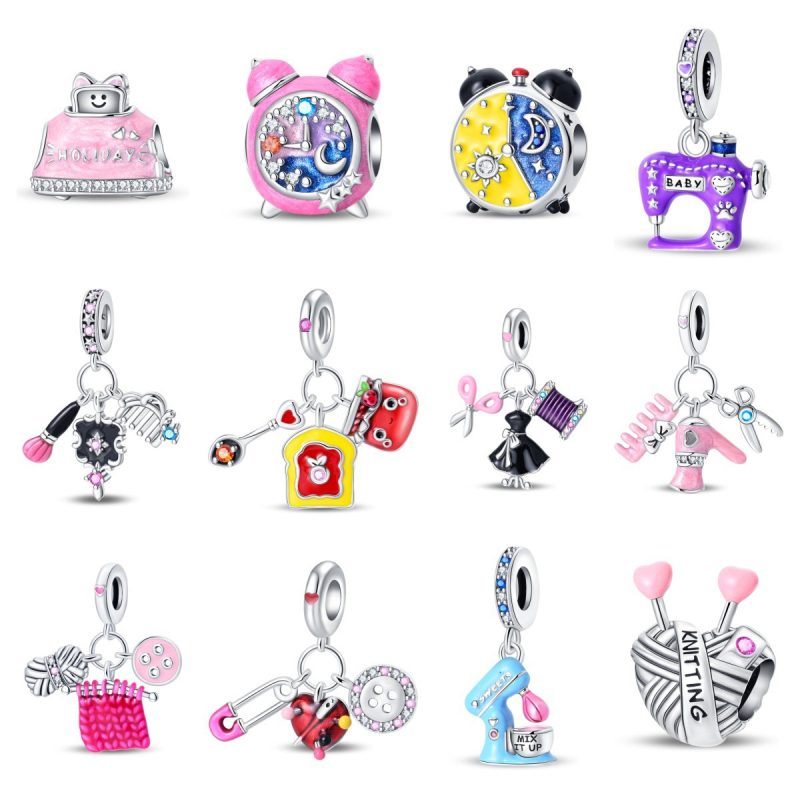 Accesorii DIY pentru bijuterii – Set mărgele pentru pandantiv cu placare argintie, finisaj stropit cu ulei, design original, primăvara 2024