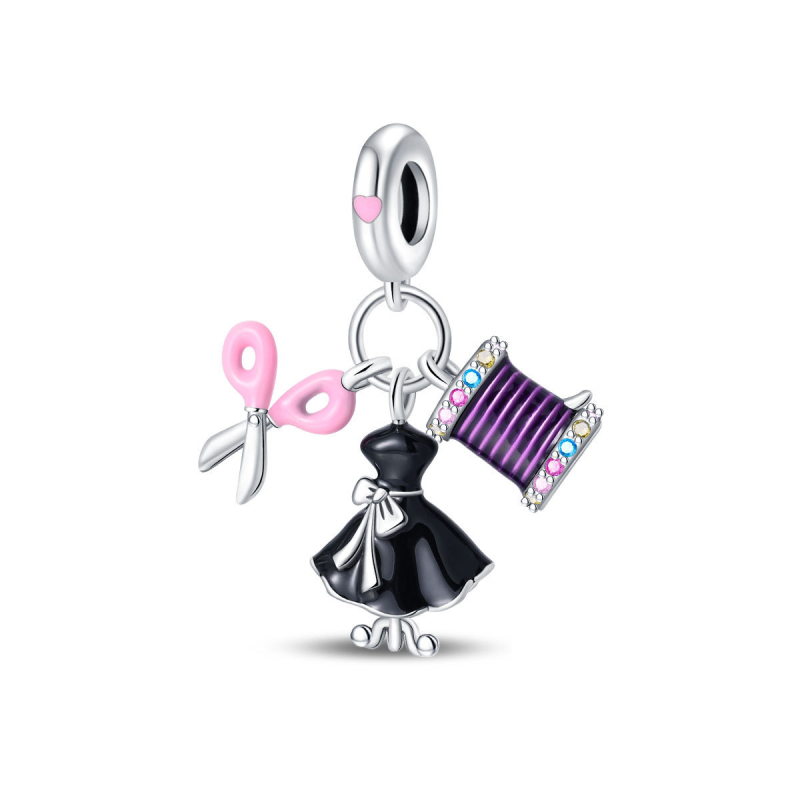 Accesorii DIY pentru bijuterii – Set mărgele pentru pandantiv cu placare argintie, finisaj stropit cu ulei, design original, primăvara 2024