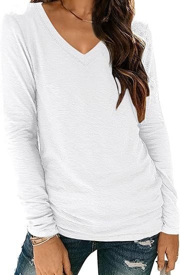 Ženski T-shirt s V izrezom, dugi rukavi, labav kroj