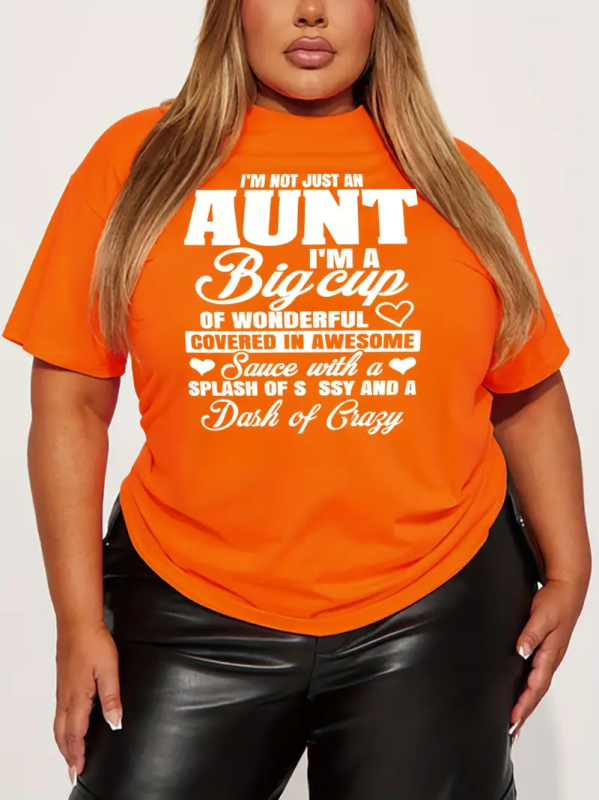 Ženska T majica s 3D printom slova, kratki rukavi, okrugli izrez, slobodan kroj, poliester