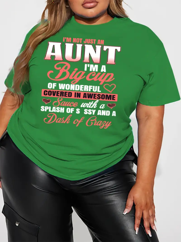 Ženska T majica s 3D printom slova, kratki rukavi, okrugli izrez, slobodan kroj, poliester