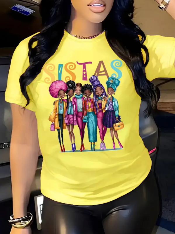 Ženska T majica s 3D printom slova, kratki rukavi, okrugli izrez, slobodan kroj, poliester