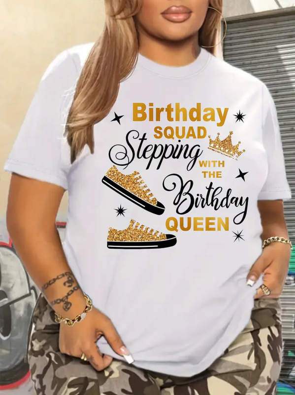 Ženska T majica s 3D printom slova, kratki rukavi, okrugli izrez, slobodan kroj, poliester