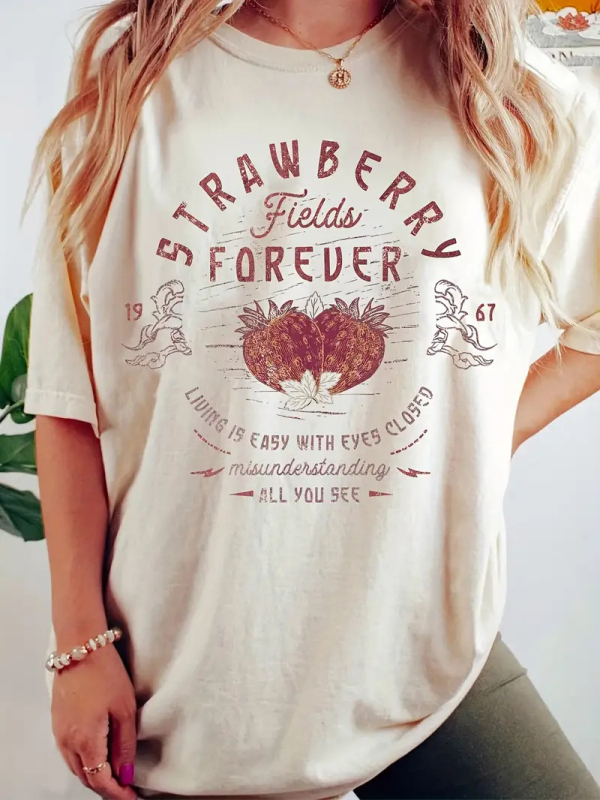 Ženska T majica s 3D printom slova, kratki rukavi, okrugli izrez, slobodan kroj, poliester