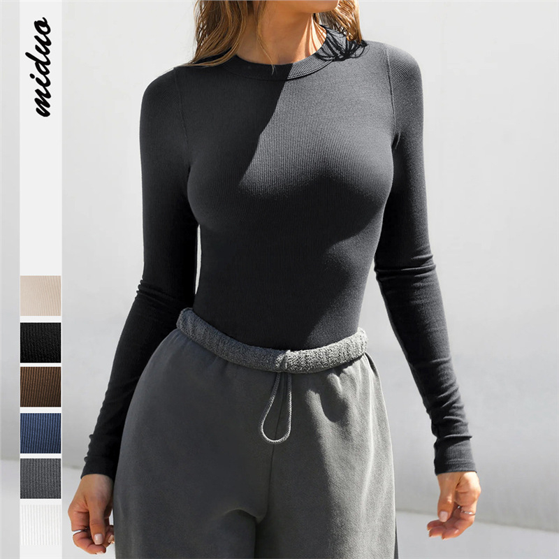 Tricou damă cu mâneci lungi din chenille, guler rotund, croi slim, amestec viscoză-spandex, detaliu colaj