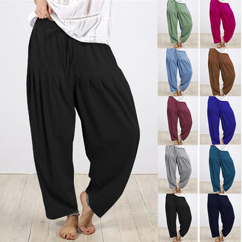 Pantaloni lejeri pentru femei, stil morcov, talie înaltă, material poliester-spandex, microelasticitate, stil casual