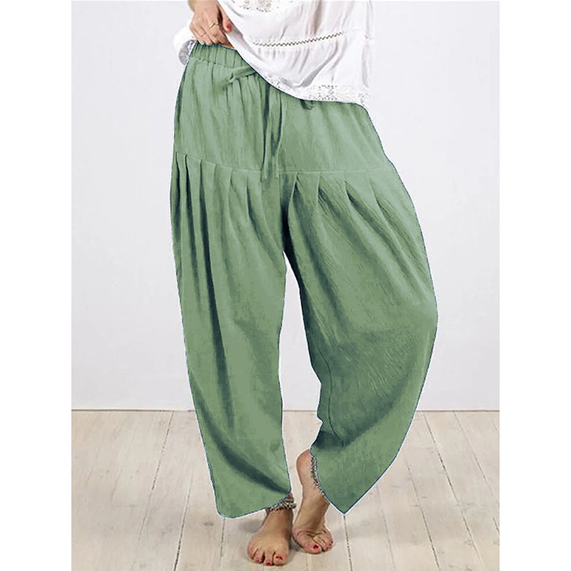 Pantaloni lejeri pentru femei, stil morcov, talie înaltă, material poliester-spandex, microelasticitate, stil casual