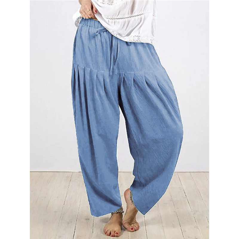 Pantaloni lejeri pentru femei, stil morcov, talie înaltă, material poliester-spandex, microelasticitate, stil casual