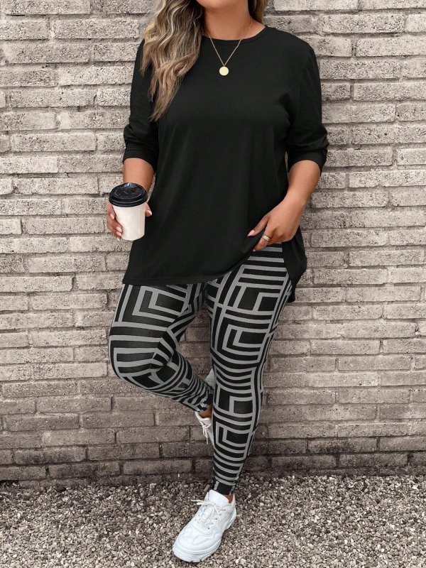 Set de yoga pentru femei cu mâneci lungi și model 3D, țesătură poliester, 70–80% poliester, vara 2024