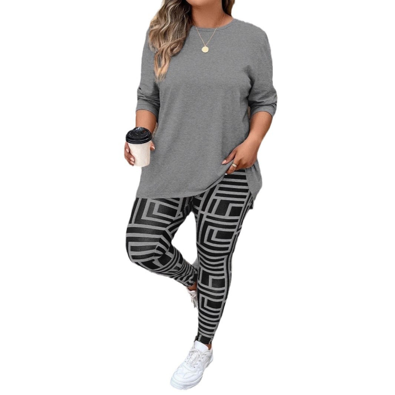 Set de yoga pentru femei cu mâneci lungi și model 3D, țesătură poliester, 70–80% poliester, vara 2024