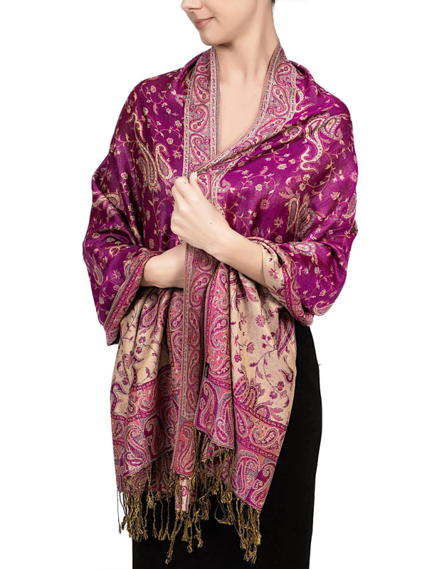 VISROVER Șal din viscose cu ciucuri – țesătură simplă, căldură pentru toate sezoanele, protecție solară, stil etnic-retro, jacquard