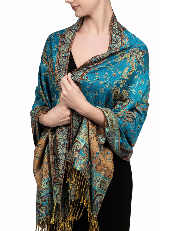 VISROVER Șal din viscose cu ciucuri – țesătură simplă, căldură pentru toate sezoanele, protecție solară, stil etnic-retro, jacquard