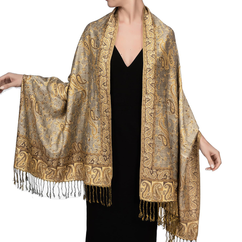 VISROVER Șal din viscose cu ciucuri – țesătură simplă, căldură pentru toate sezoanele, protecție solară, stil etnic-retro, jacquard