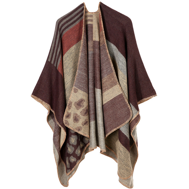 Șal din cașmir sintetic, tricotat dublu față, model cu flori, cald, unisex, potrivit pentru iarnă, primăvară și toamnă