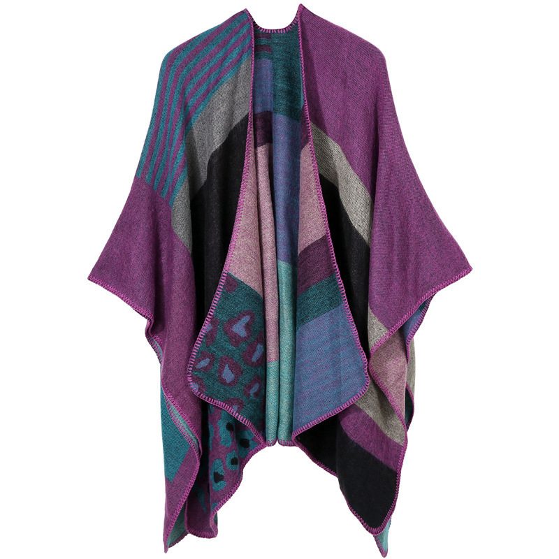 Șal din cașmir sintetic, tricotat dublu față, model cu flori, cald, unisex, potrivit pentru iarnă, primăvară și toamnă