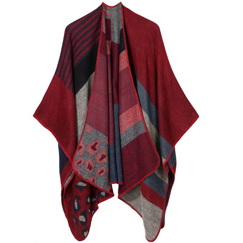 Șal din cașmir sintetic, tricotat dublu față, model cu flori, cald, unisex, potrivit pentru iarnă, primăvară și toamnă